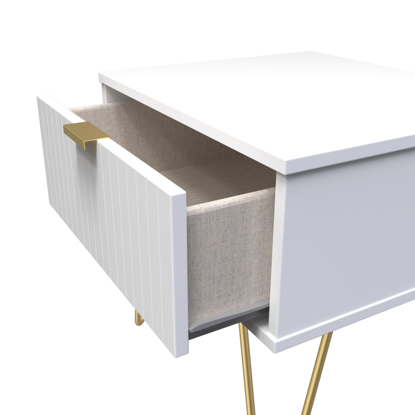 Linear 1 Drawer Bedside Cabinet  with Legs Single Colour