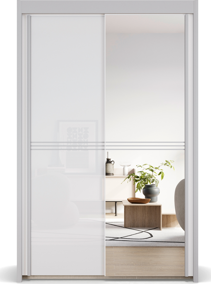 Rauch Ravello sliding door wardrobe White Glass and Mirror