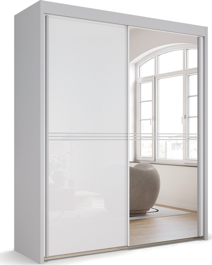 Rauch Ravello sliding door wardrobe White Glass and Mirror