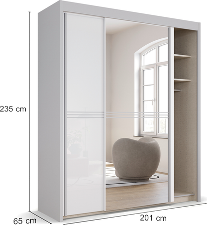 Rauch Ravello sliding door wardrobe White Glass and Mirror