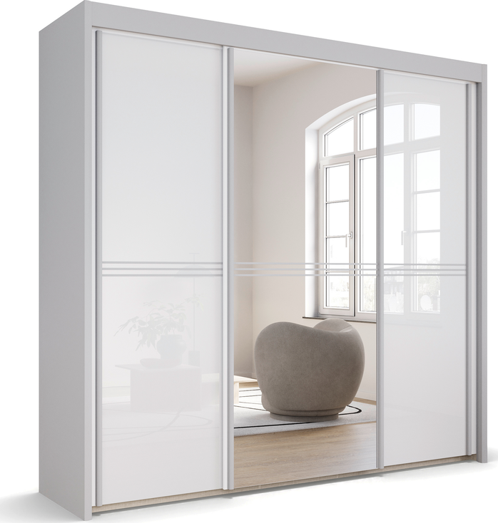 Rauch Ravello sliding door wardrobe White Glass and Mirror