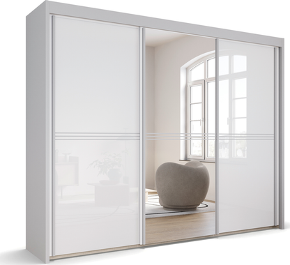 Rauch Ravello sliding door wardrobe White Glass and Mirror