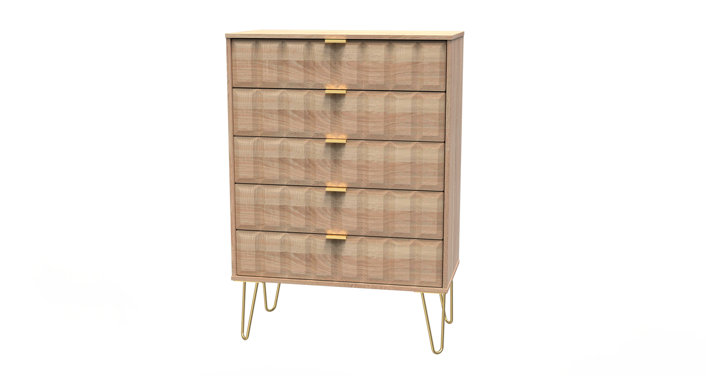 Cube 5 Drawer Chest in Bardolino Oak