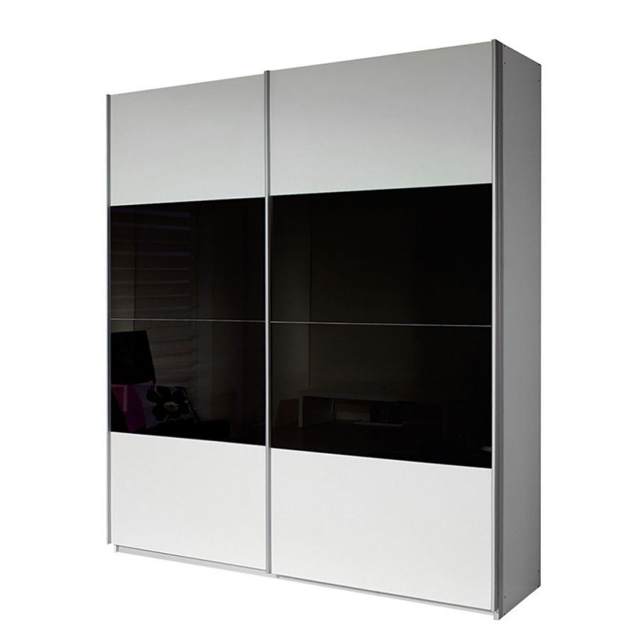 Rauch Quadra Half White and Half Black Glass Sliding Door Wardrobe 226cm