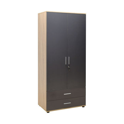 Stockholm 2 Door Oak and Grey Combi Wardrobe