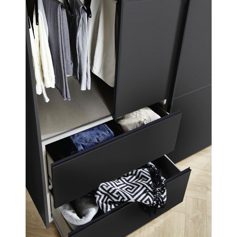 Ikea wardrobe with sliding store doors and drawers